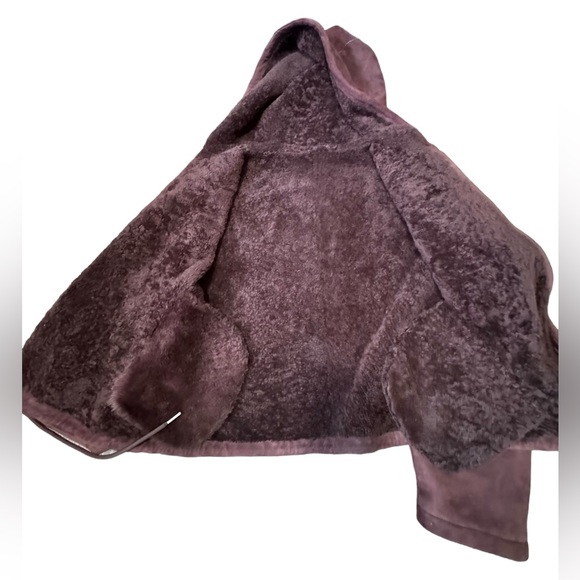 THEORY***Burgundy Reversible Shearling Jacket Coat***Small $2395 - Picture 7 of 10